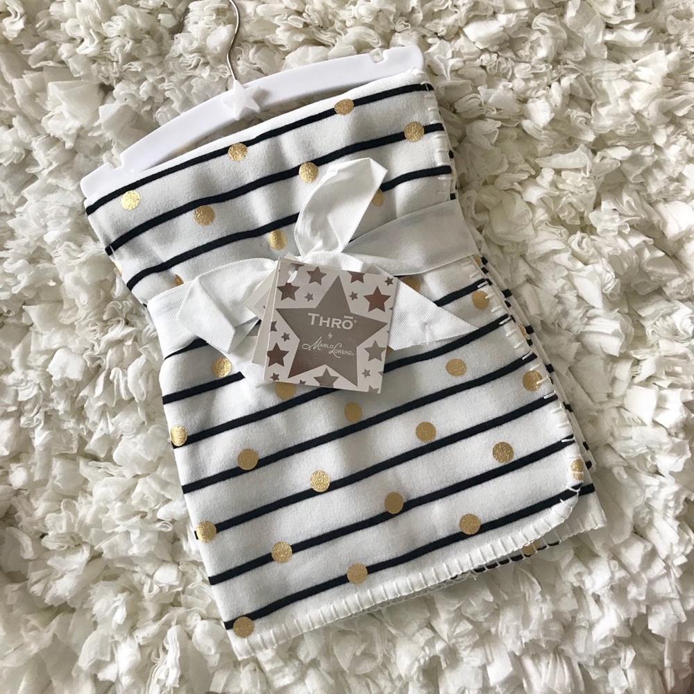Sold ✨ White Black And Gold Baby Blanket Throw - Picture 1 of 2